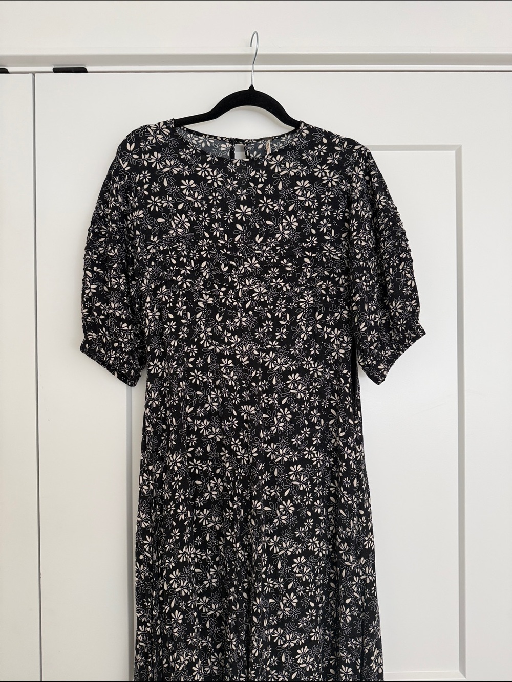 Free People Ditsy Black and White Floral Maxi Dress